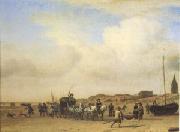 A Noble Coach Making Its Way Along the Beach at Scheveningen (mk05) VELDE, Adriaen van de